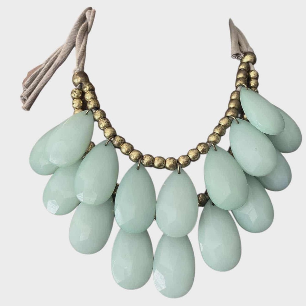 Vintage Anthropologie Beaded Tear Drop Statement Necklace